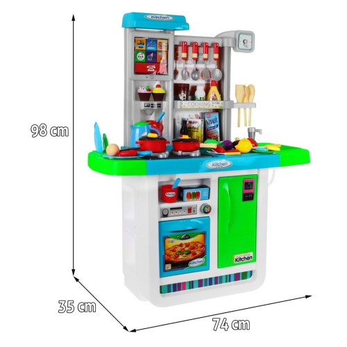 Obrovská modrá Kuchyňa pre deti 3+ Interaktívne horáky + kohútik s vodou + Zvukový panel + Príslušenstvo