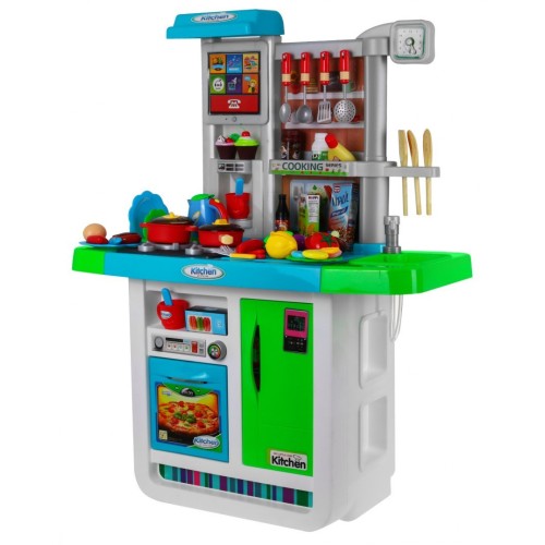 Obrovská modrá Kuchyňa pre deti 3+ Interaktívne horáky + kohútik s vodou + Zvukový panel + Príslušenstvo