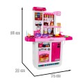 Obrovská ružová Kuchyňa pre deti 3+ Interaktívne horáky + Kohútik s vodou + Zvukový panel + Príslušenstvo