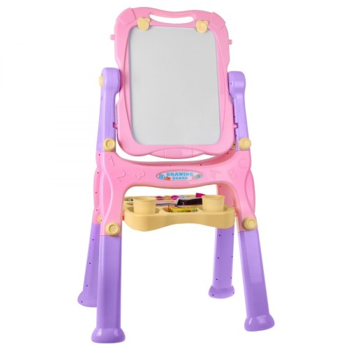 Veľká Dvojstranná Tabuľa pre deti 3+ Ružová + Kriedová magnetická doska + Príslušenstvo