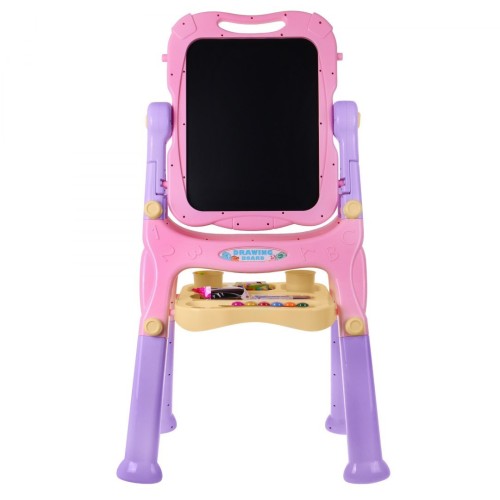 Veľká Dvojstranná Tabuľa pre deti 3+ Ružová + Kriedová magnetická doska + Príslušenstvo