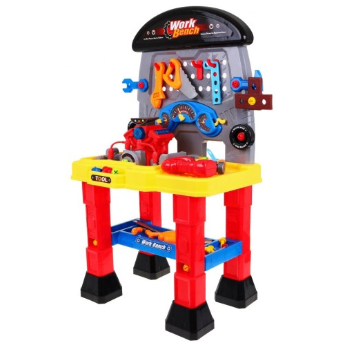 Dielňa s motorom pre deti 3+ Zvuky Svetlá + Náradie + Príslušenstvo + Stolík majstra kutila