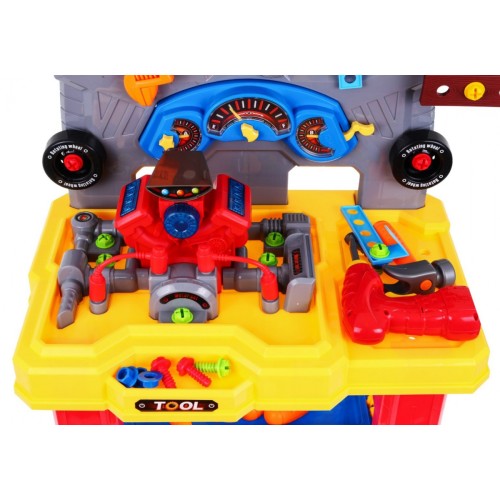Dielňa s motorom pre deti 3+ Zvuky Svetlá + Náradie + Príslušenstvo + Stolík majstra kutila