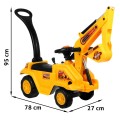 Odrážadlo Tlačná rukoväť Bager pre deti + Pohyblivá lopata + Klaxon + Skrytý Nočník + Prilba