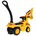 Odrážadlo Tlačná rukoväť Bager pre deti + Pohyblivá lopata + Klaxon + Skrytý Nočník + Prilba