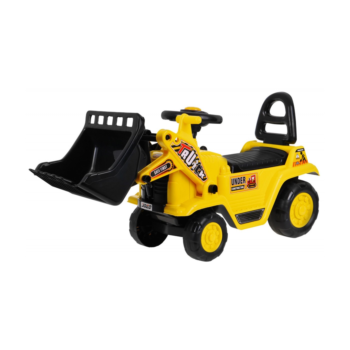 Odrážadlo Tlačná rukoväť Buldozér pre deti + Pohyblivá lopata + Klaxon + Skrytý Nočník + Prilba