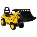 Odrážadlo Tlačná rukoväť Buldozér pre deti + Pohyblivá lopata + Klaxon + Skrytý Nočník + Prilba