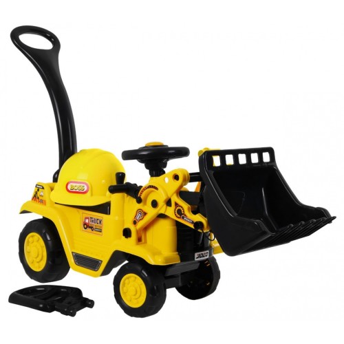 Odrážadlo Tlačná rukoväť Buldozér pre deti + Pohyblivá lopata + Klaxon + Skrytý Nočník + Prilba