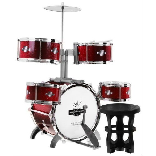 5-bubnové Bicie pre deti 5+ Hudobný nástroj Stolička + Tanier + 2 Palice 9 el.