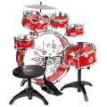 6-bubnové Bicie pre deti 3+ červený 8 el. + Stolička Tanier 2 Palice
