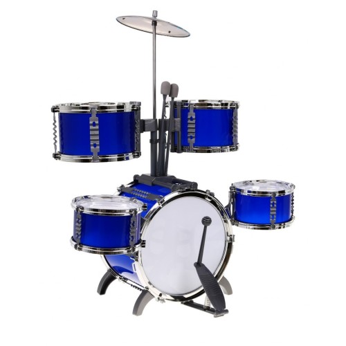 Modré 7-bubnová Bicie pre deti 5+ Stolička + 2 Taniere + 2 Palice 12 el.