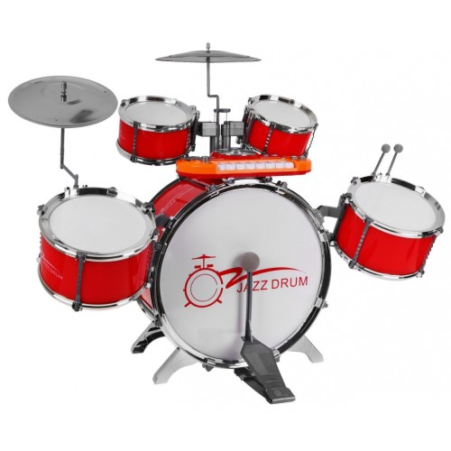 Hudobný súbor Bicie + Klávesnica + Mikrofón pre deti 3+ červený Zvuky Svetlá