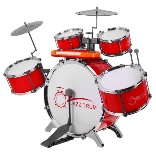 Hudobný súbor Bicie + Klávesnica + Mikrofón pre deti 3+ červený Zvuky Svetlá