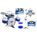 Hudobný súbor Bicie + Klávesnica + Mikrofón pre deti 3+ modrý Zvuky Svetlá