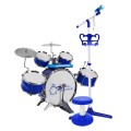 Hudobný súbor Bicie + Klávesnica + Mikrofón pre deti 3+ modrý Zvuky Svetlá