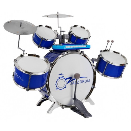 Hudobný súbor Bicie + Klávesnica + Mikrofón pre deti 3+ modrý Zvuky Svetlá