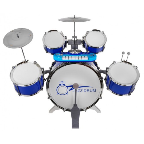 Hudobný súbor Bicie + Klávesnica + Mikrofón pre deti 3+ modrý Zvuky Svetlá