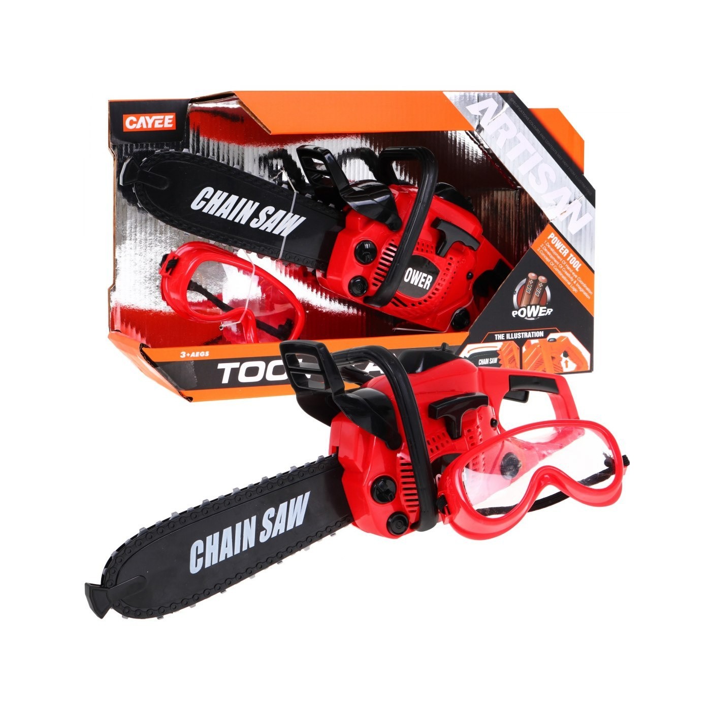 Interaktívna Reťazová píla pre deti 3+ Ochranné okuliare + Otočný reťaz + Zvuky