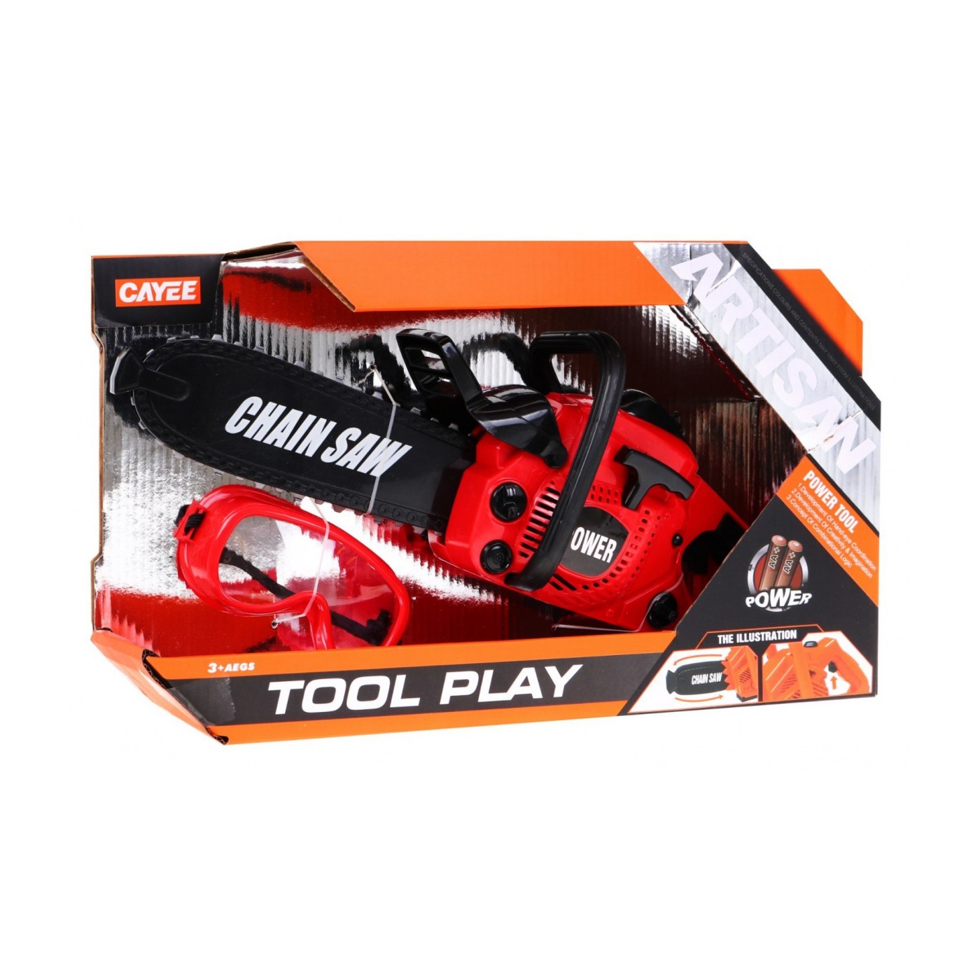 Interaktívna Reťazová píla pre deti 3+ Ochranné okuliare + Otočný reťaz + Zvuky