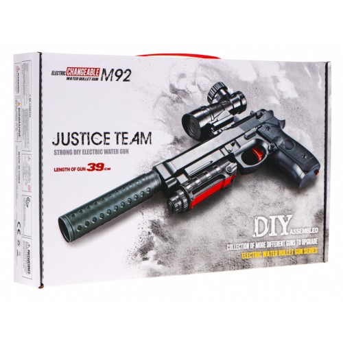 Pištoľ s príslušenstvom pre deti 6+ Napodobenie M92 + Tlmič + Mierenie + Guličky z hydrogelu