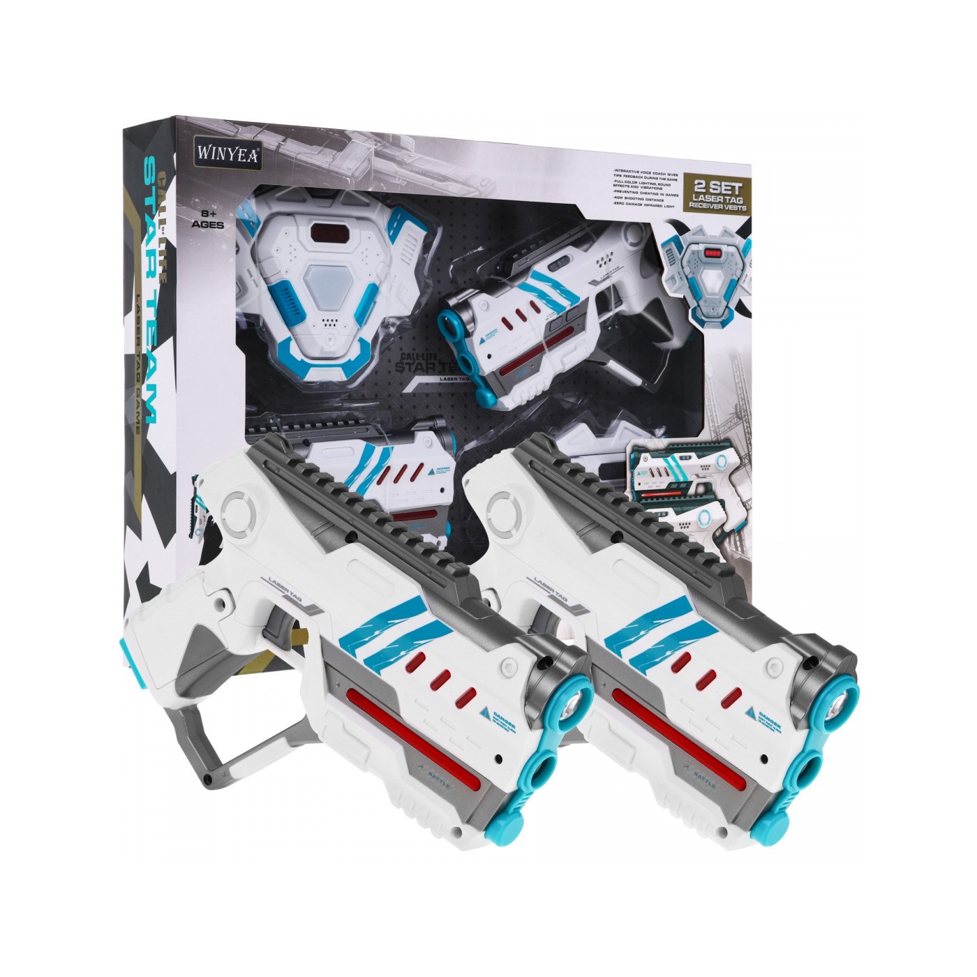 Laserové Pištole LASER TAG Biele + Vesty