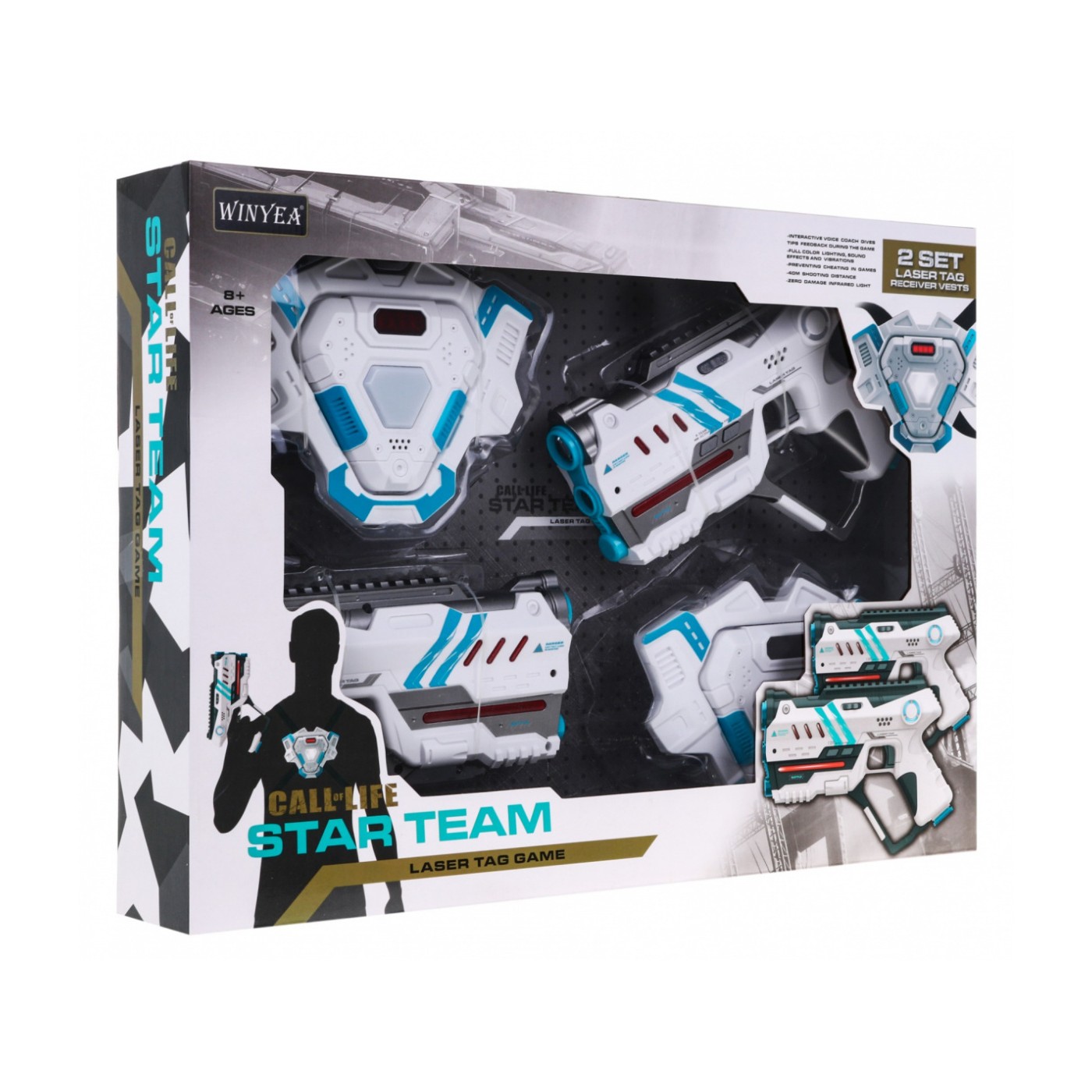 Laserové Pištole LASER TAG Biele + Vesty