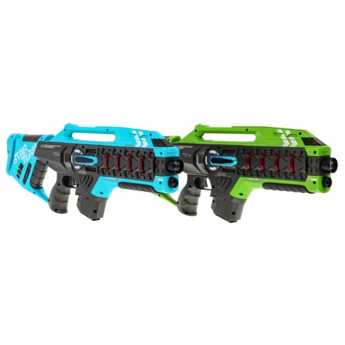 Sada 2 pištolí laserových pre deti 8+ Laser Tag Modrý Zelený 4 tímy + 4 druhy zbraní