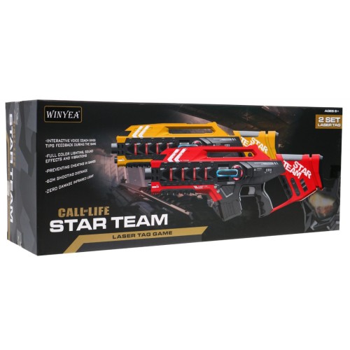 Sada 2 pištolí laserových pre deti 8+ Laser Tag Modrý Zelený 4 tímy + 4 druhy zbraní