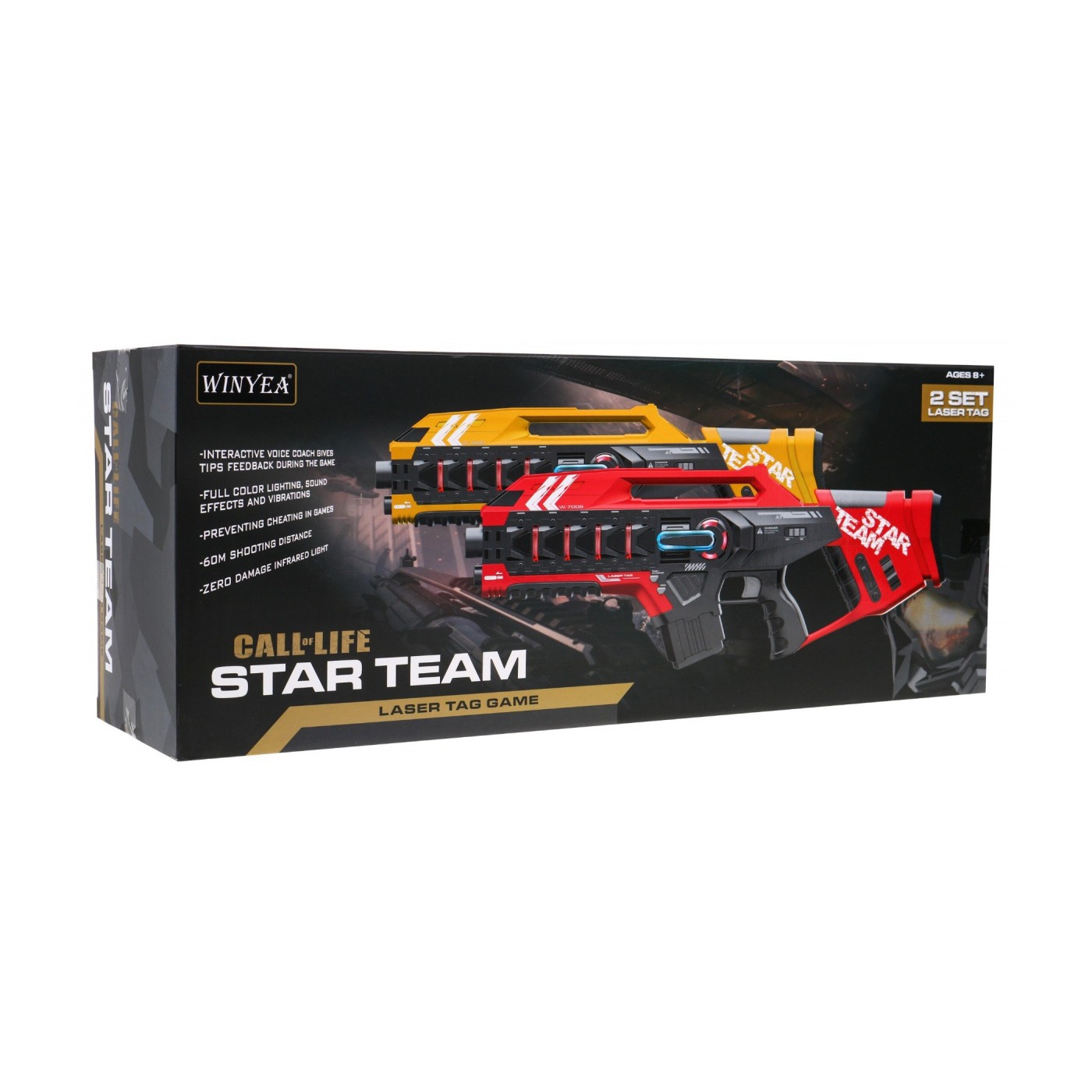 Sada 2 pištolí laserových pre deti 8+ Laser Tag Modrý Zelený 4 tímy + 4 druhy zbraní