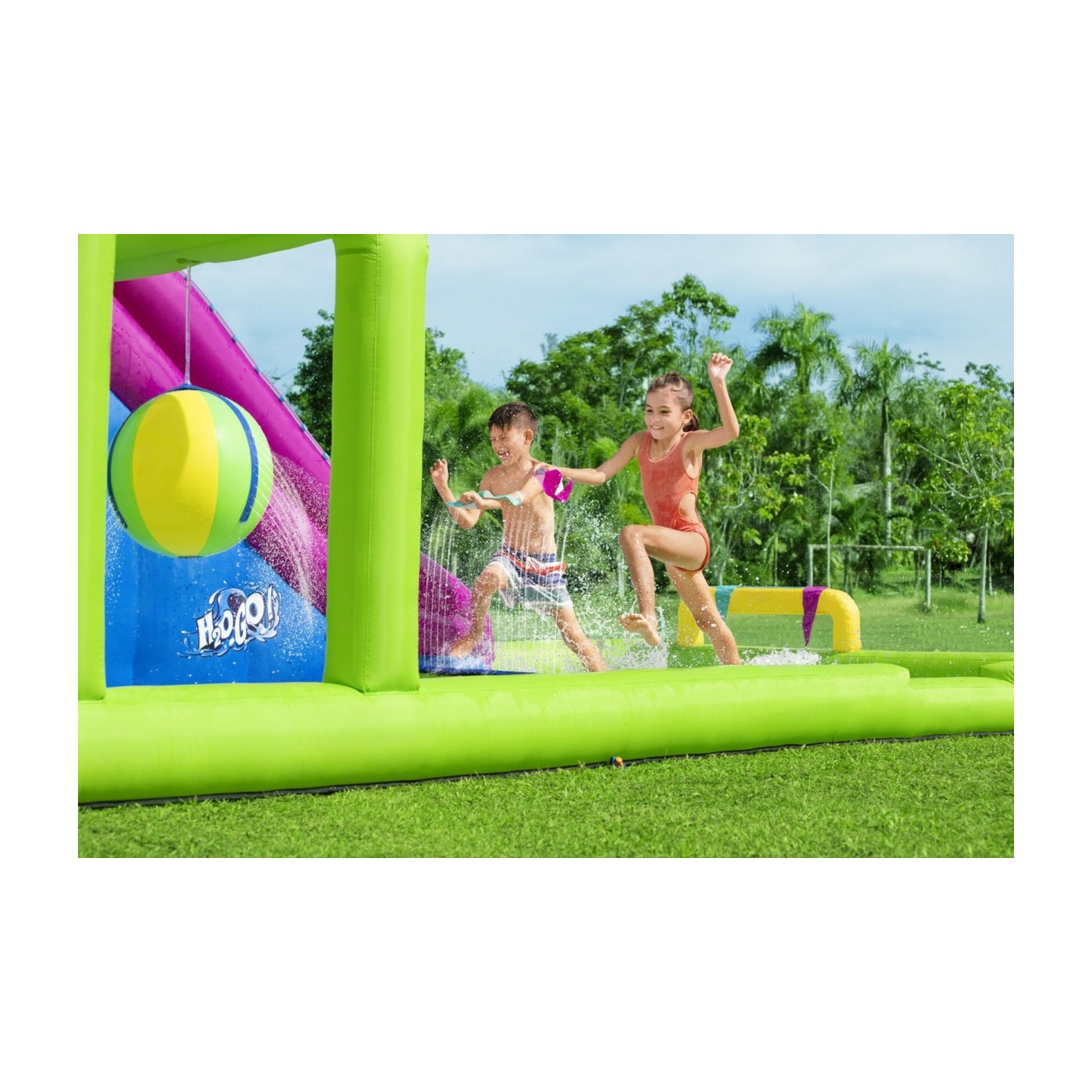 Mega Vodný park zábavy pre deti 5+ BESTWAY Prekážková dráha + Šmýkačka +Striekajúca voda