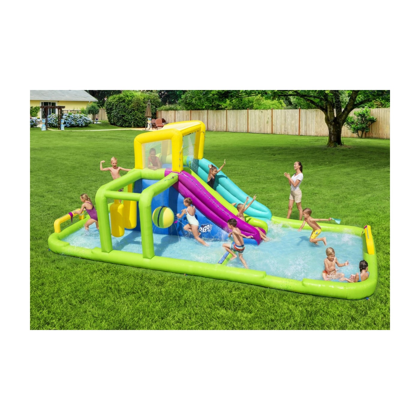 Mega Vodný park zábavy pre deti 5+ BESTWAY Prekážková dráha + Šmýkačka +Striekajúca voda