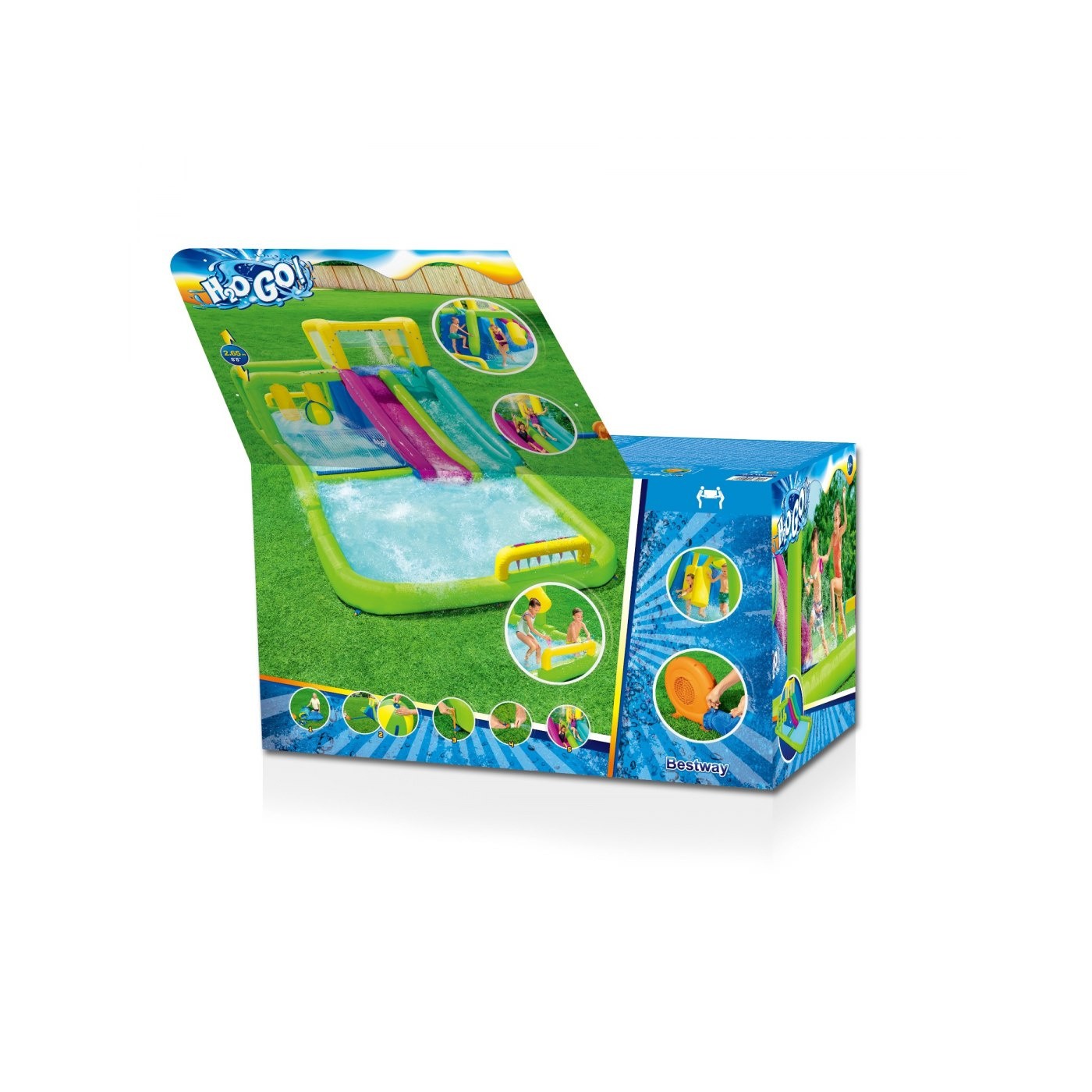 Mega Vodný park zábavy pre deti 5+ BESTWAY Prekážková dráha + Šmýkačka +Striekajúca voda