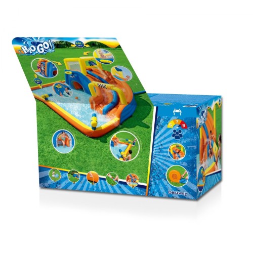 Vodný park zábavy pre deti 5+ BESTWAY Šmýkačka + Basketbal + Tunel + Striekajúca voda