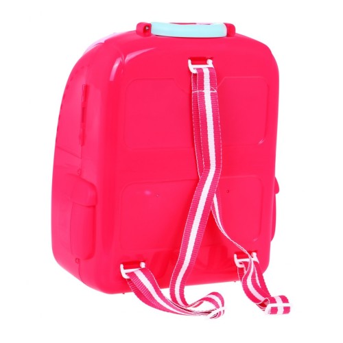 Ružová Kuchyňa batoh 2v1 pre deti 3+ Rozkladací pult + Hrnce + Príslušenstvo 24 el.