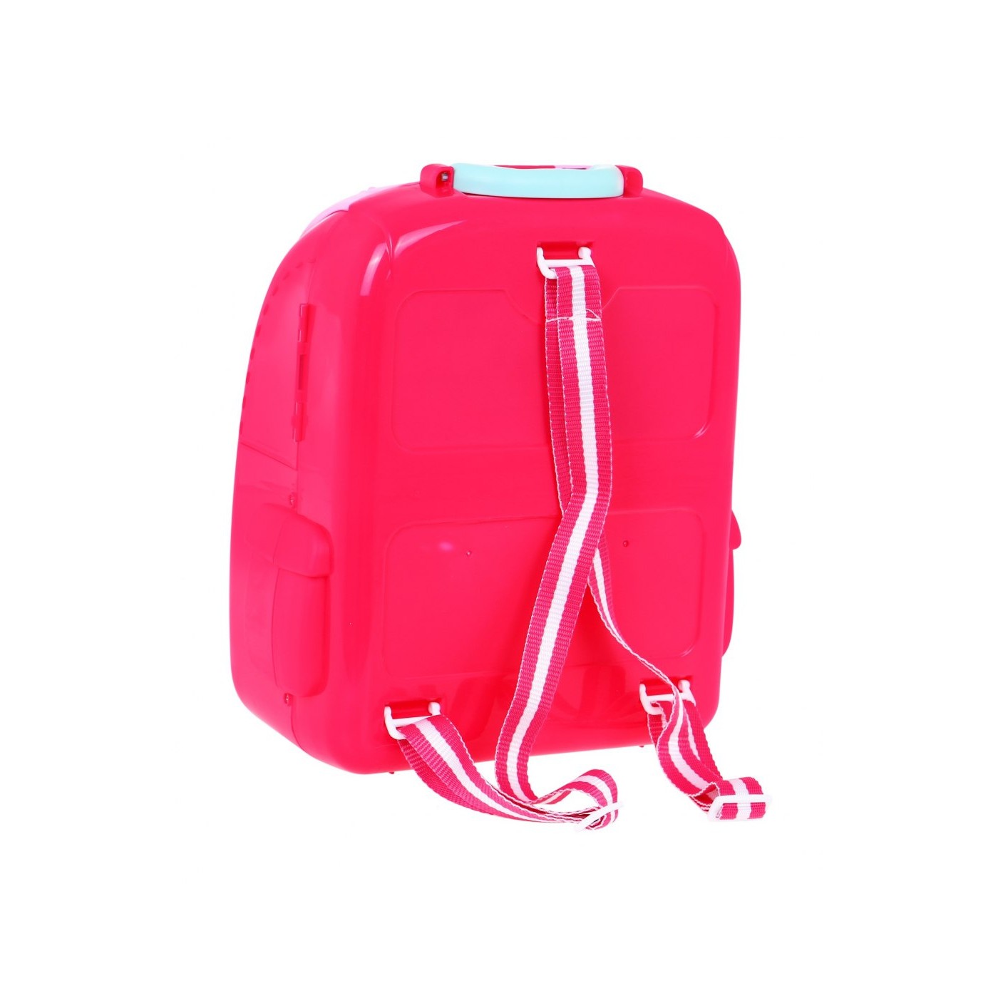 Ružová Kuchyňa batoh 2v1 pre deti 3+ Rozkladací pult + Hrnce + Príslušenstvo 24 el.