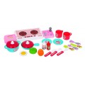 Ružová Kuchyňa batoh 2v1 pre deti 3+ Rozkladací pult + Hrnce + Príslušenstvo 24 el.