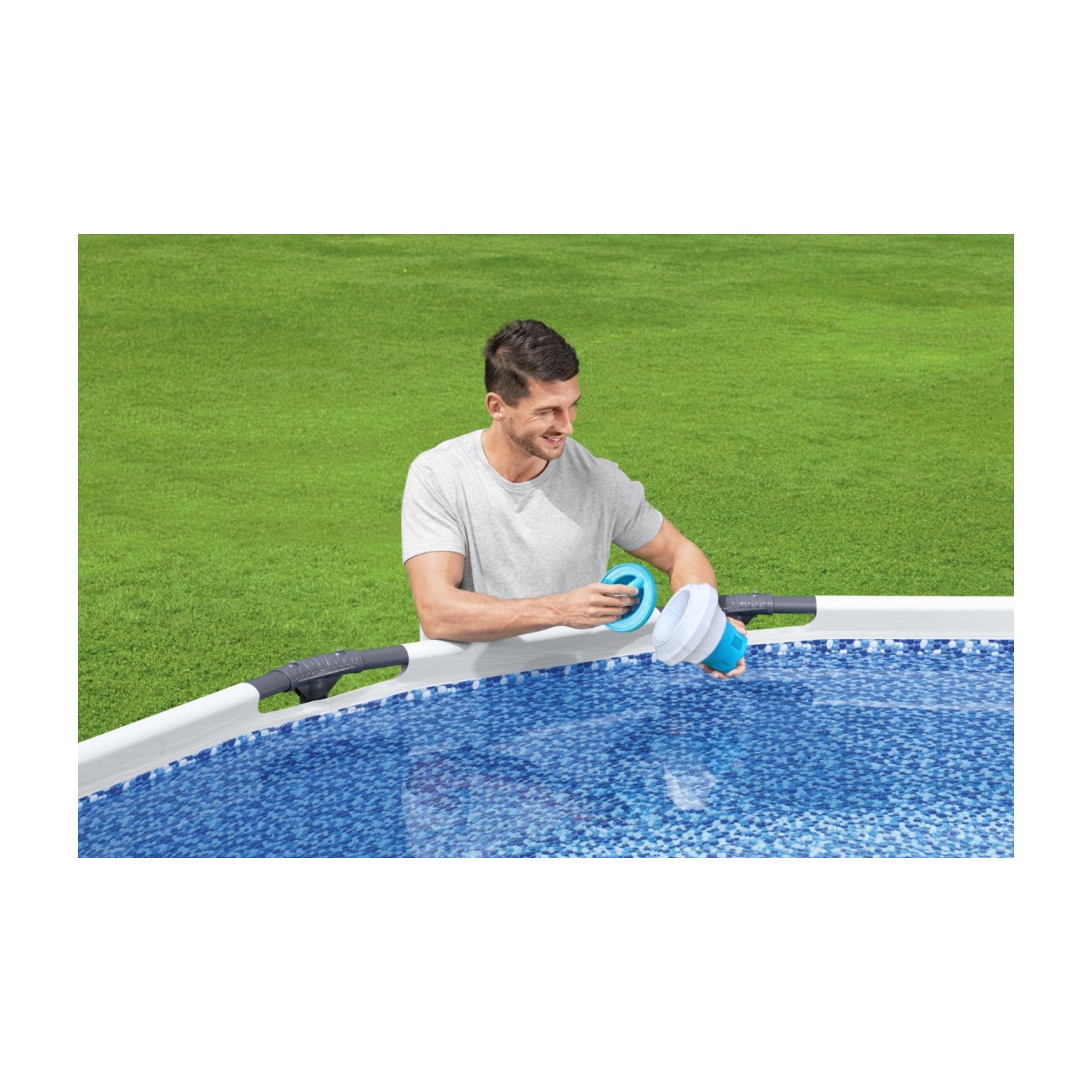 Bazénový plavák Dávkovač chemikálií s integrovanou rukavicou ChemGuard Glove BESTWAY