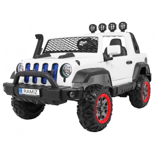 Terénne auto AllRoad pre 2 deti Biely + Pohon 4x4 + Ovládač + Pomalý štart + MP3 LED