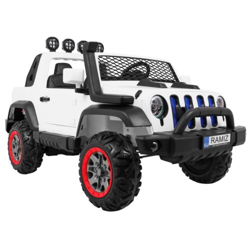 Terénne auto AllRoad pre 2 deti Biely + Pohon 4x4 + Ovládač + Pomalý štart + MP3 LED