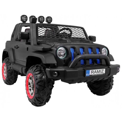 Terénne auto AllRoad pre 2 deti Čierny + Pohon 4x4 + Ovládač + Pomalý štart + MP3 LED