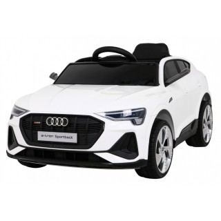 Audi E-Tron Sportback pre deti Biely + Ovládač + Pohon 4x4 + Pomalý štart + Rádio MP3 + LED