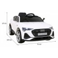 Audi E-Tron Sportback pre deti Biely + Ovládač + Pohon 4x4 + Pomalý štart + Rádio MP3 + LED