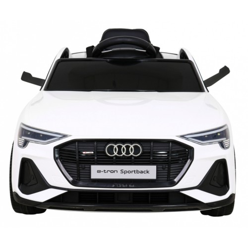 Audi E-Tron Sportback pre deti Biely + Ovládač + Pohon 4x4 + Pomalý štart + Rádio MP3 + LED
