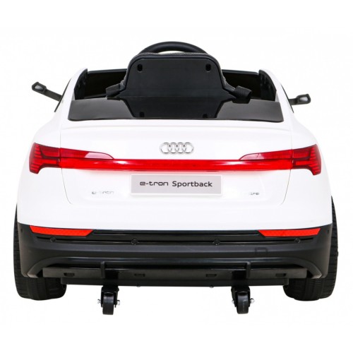 Audi E-Tron Sportback pre deti Biely + Ovládač + Pohon 4x4 + Pomalý štart + Rádio MP3 + LED