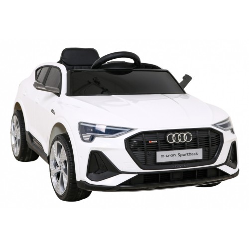 Audi E-Tron Sportback pre deti Biely + Ovládač + Pohon 4x4 + Pomalý štart + Rádio MP3 + LED