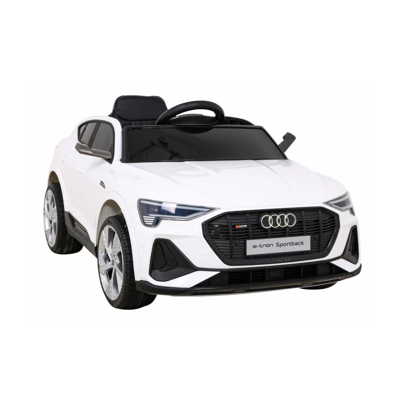 Audi E-Tron Sportback pre deti Biely + Ovládač + Pohon 4x4 + Pomalý štart + Rádio MP3 + LED