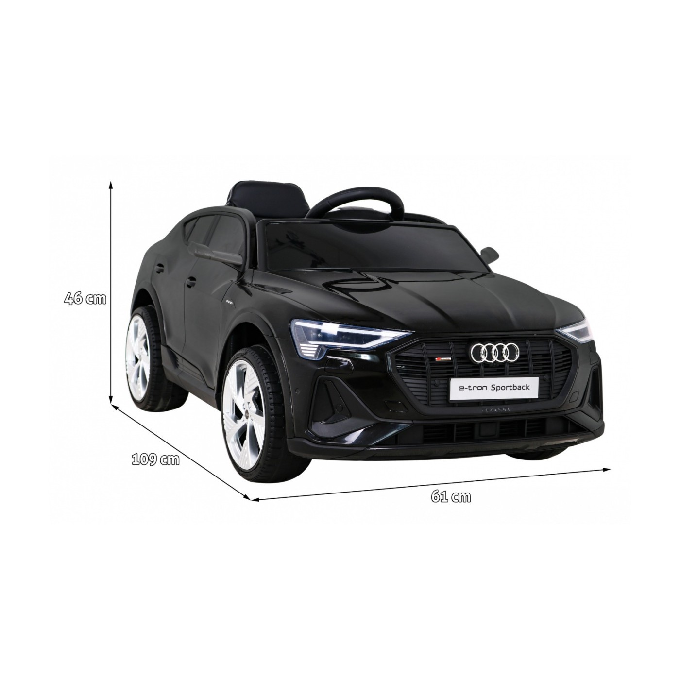 Audi E-Tron Sportback pre deti Čierny + Ovládač + Pohon 4x4 + Pomalý štart + Rádio MP3 + LED