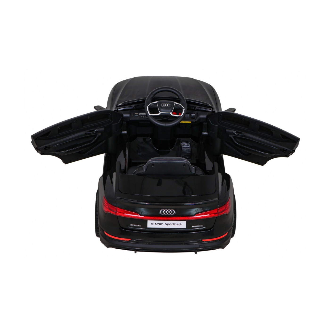 Audi E-Tron Sportback pre deti Čierny + Ovládač + Pohon 4x4 + Pomalý štart + Rádio MP3 + LED