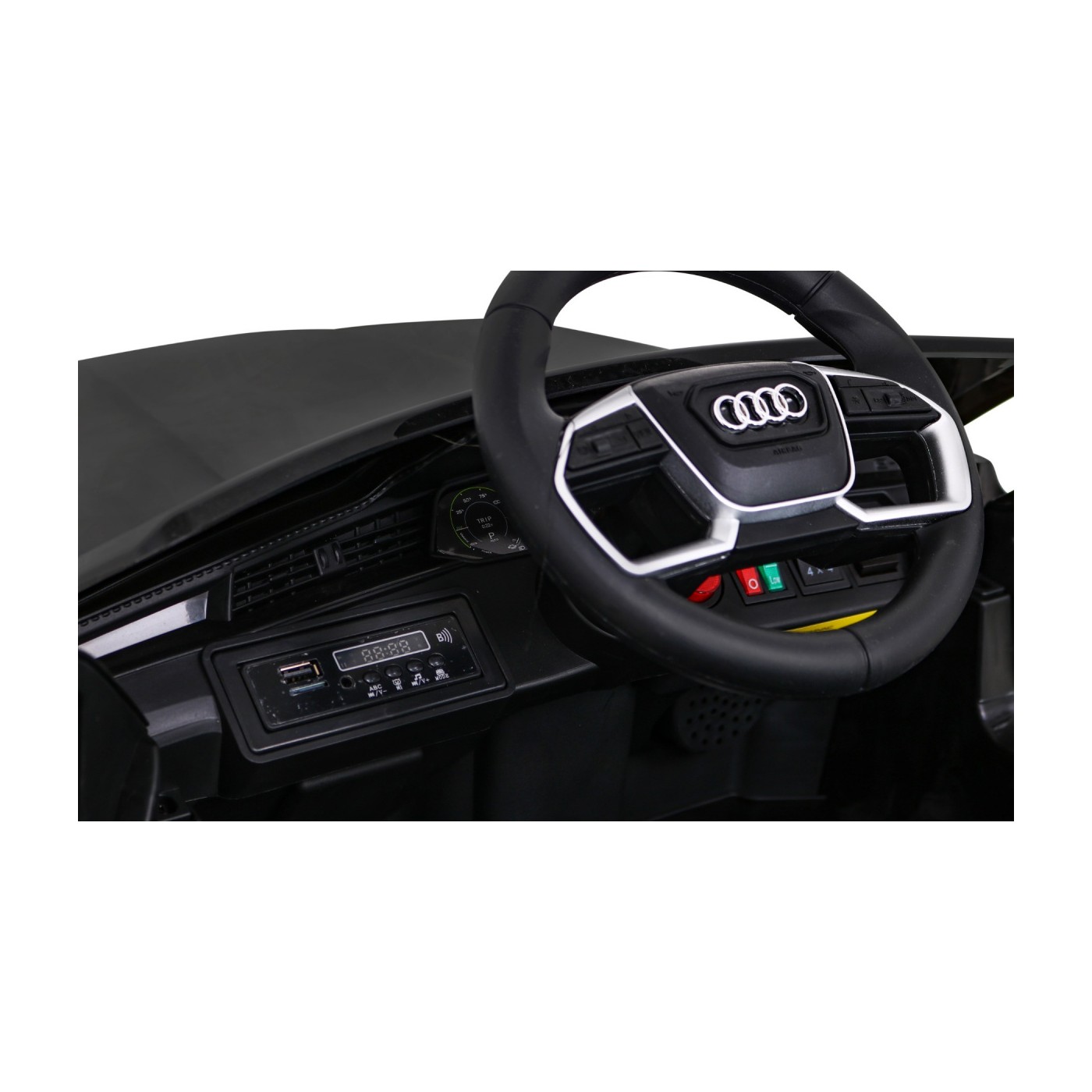 Audi E-Tron Sportback pre deti Čierny + Ovládač + Pohon 4x4 + Pomalý štart + Rádio MP3 + LED