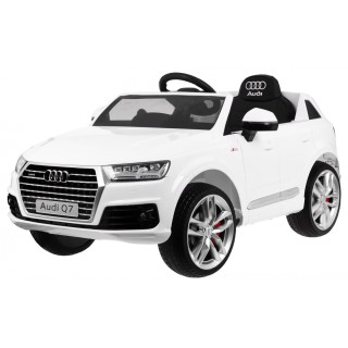Audi Q7 Quattro S-Line na batériu Biely + Ovládač + Pomalý štart + EVA + Rádio MP3 LED